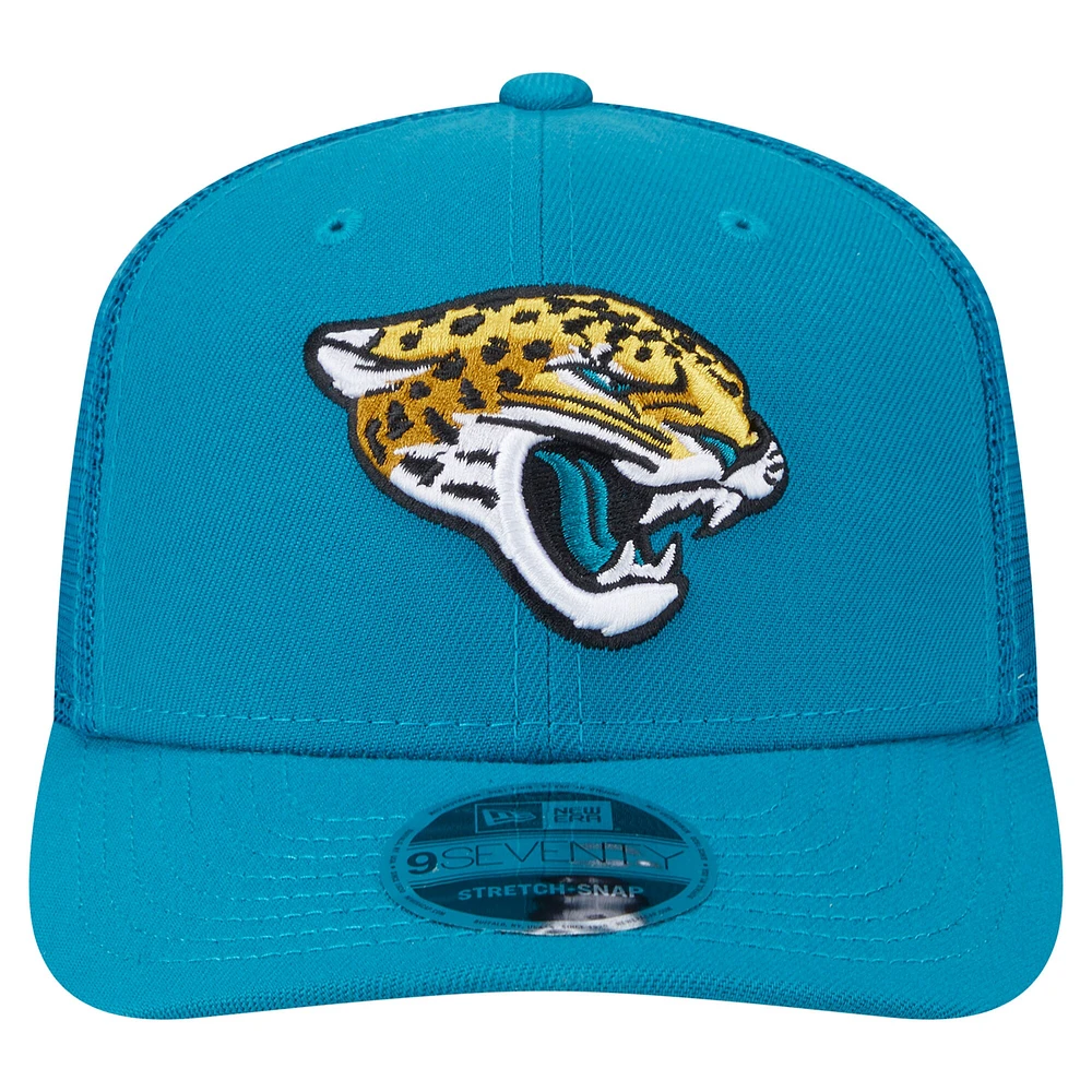 Casquette camionneur extensible 9SEVENTY Jacksonville Jaguars bleu sarcelle New Era pour homme