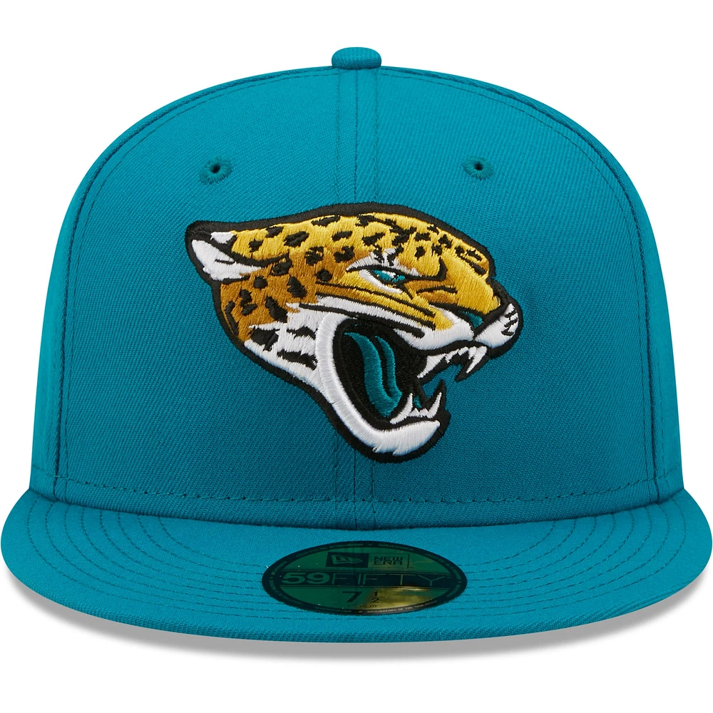 Casquette ajustée New Era Jacksonville Jaguars Omaha 59FIFTY bleu sarcelle pour homme