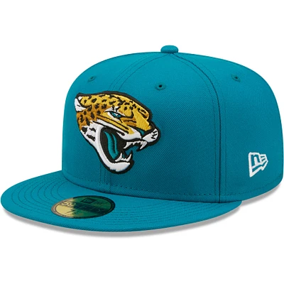 Casquette ajustée New Era Jacksonville Jaguars Omaha 59FIFTY bleu sarcelle pour homme