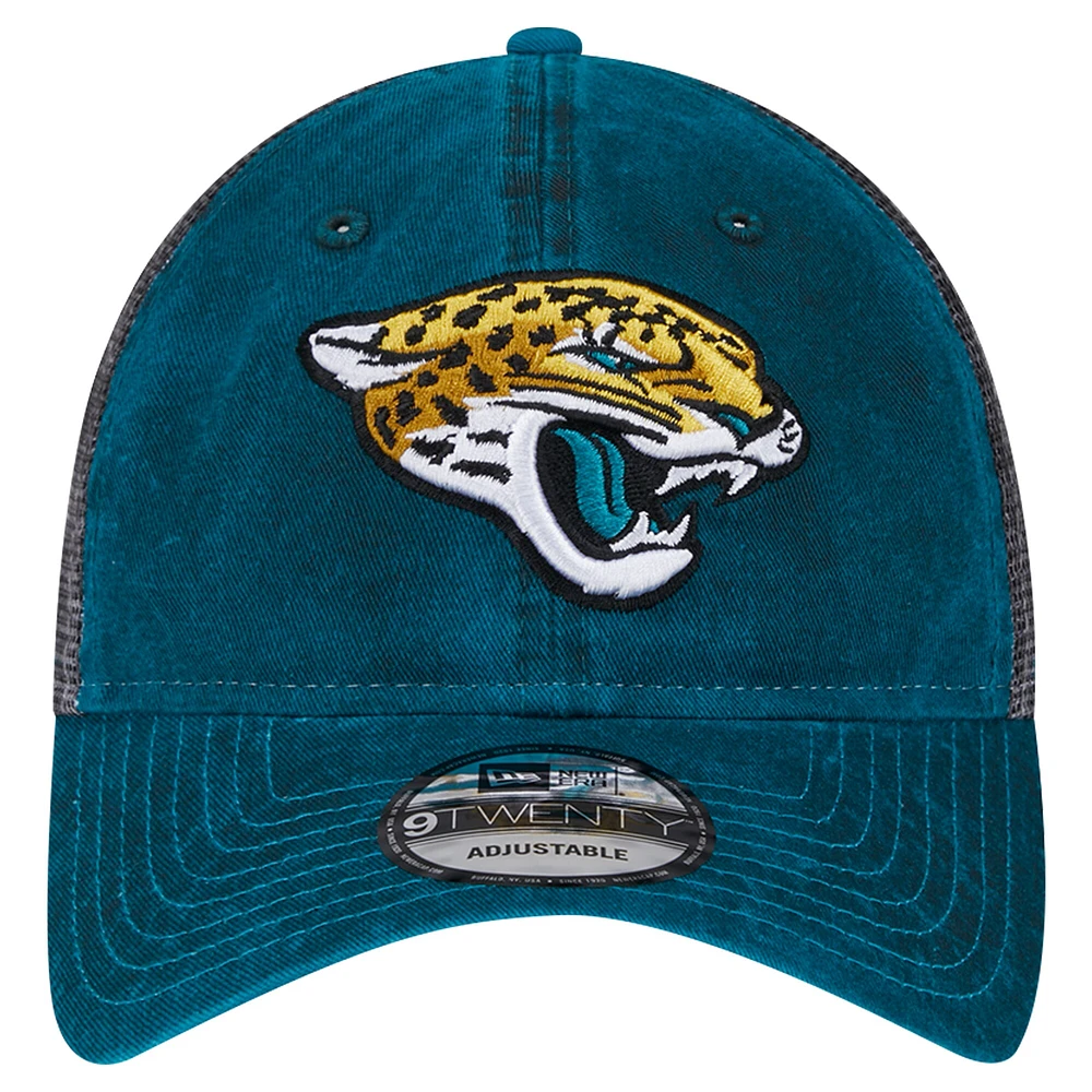 Casquette ajustable 9TWENTY Jacksonville Jaguars Slick Trucker New Era pour hommes, bleu sarcelle