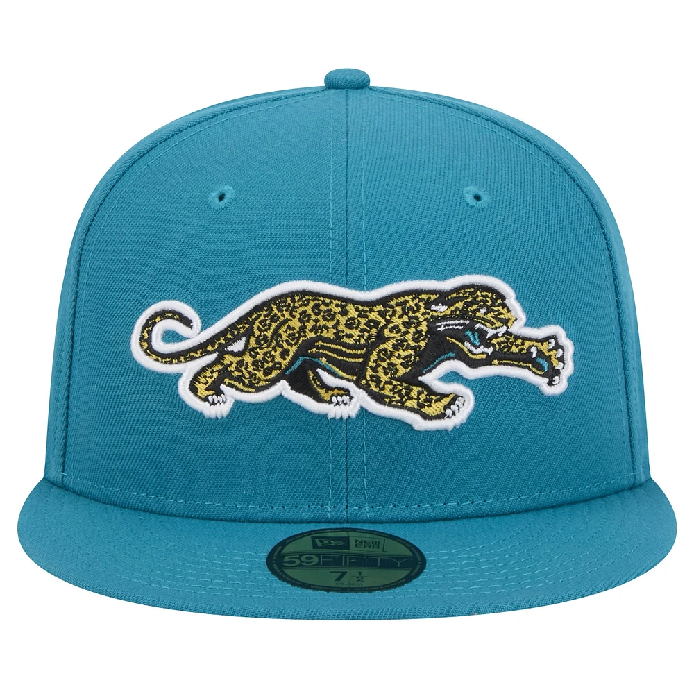 Men's New Era  Teal Jacksonville Jaguars Throwback Crawl Omaha 59FIFTY Fitted Hat