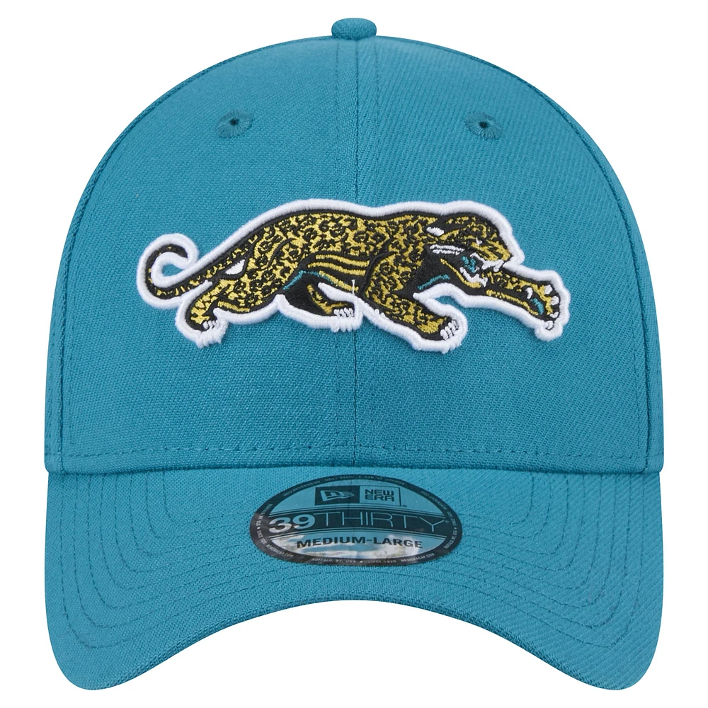 Men's New Era  Teal Jacksonville Jaguars Throwback Crawl Standard 39THIRTY Flex Hat