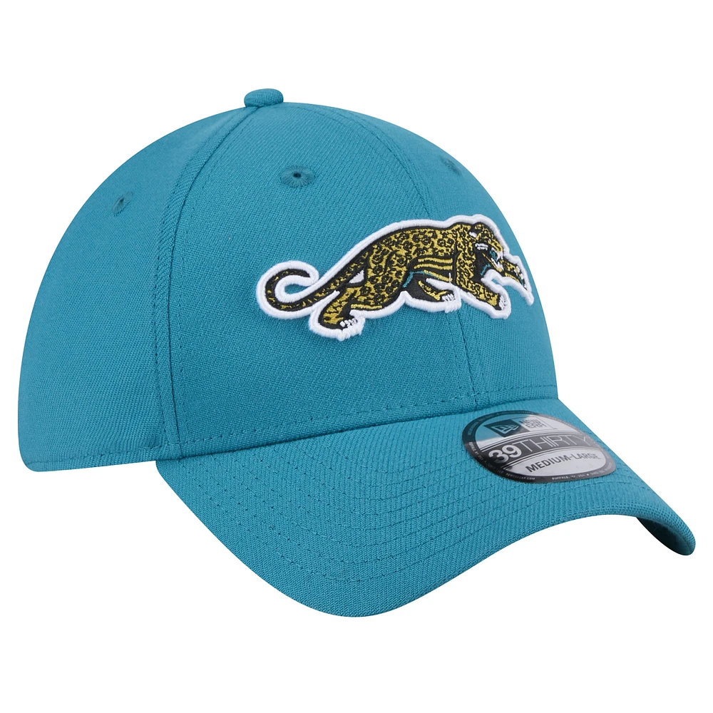 Men's New Era  Teal Jacksonville Jaguars Throwback Crawl Standard 39THIRTY Flex Hat