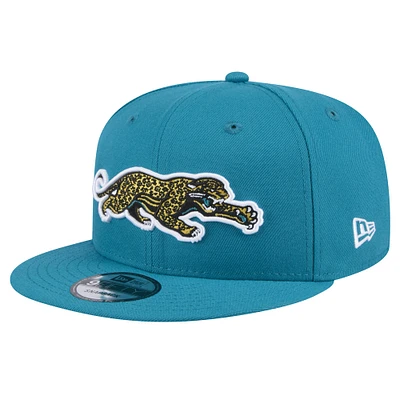 Casquette Snapback 9FIFTY Standard New Era pour hommes des Jacksonville Jaguars Throwback Crawl Standard, bleu sarcelle