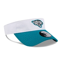 Visière réglable New Era pour homme, blanc/bleu sarcelle, Jacksonville Jaguars 2024 NFL Training Camp