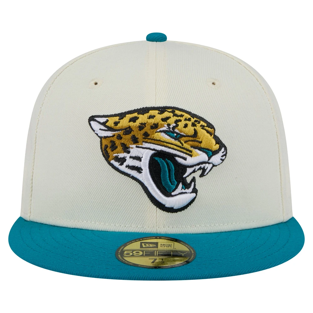 Men's New Era  White/Teal Jacksonville Jaguars Main 59FIFTY Fitted Hat