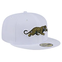 Casquette ajustée New Era Jacksonville Jaguars Throwback Crawl Omaha 59FIFTY blanche pour hommes