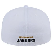 Casquette ajustée New Era Jacksonville Jaguars Throwback Crawl Omaha 59FIFTY blanche pour hommes