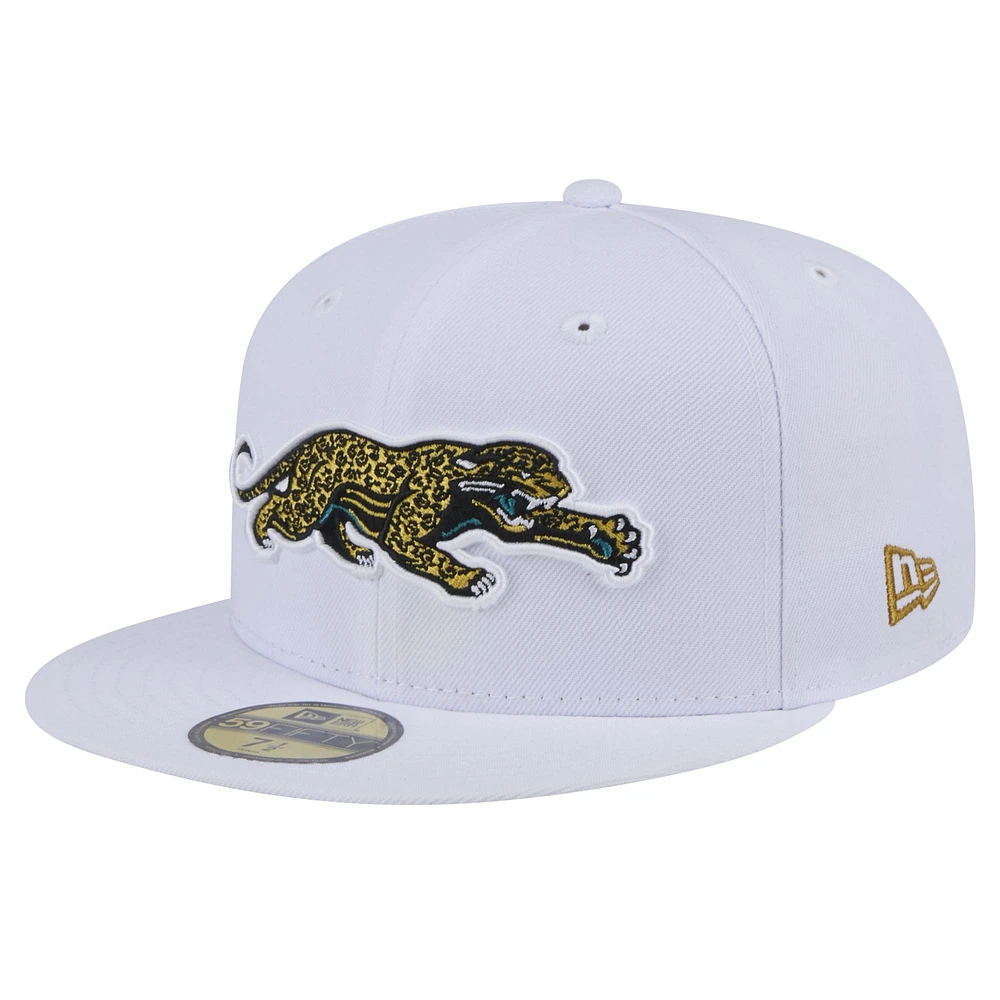 Men's New Era  White Jacksonville Jaguars Throwback Crawl Omaha 59FIFTY Fitted Hat