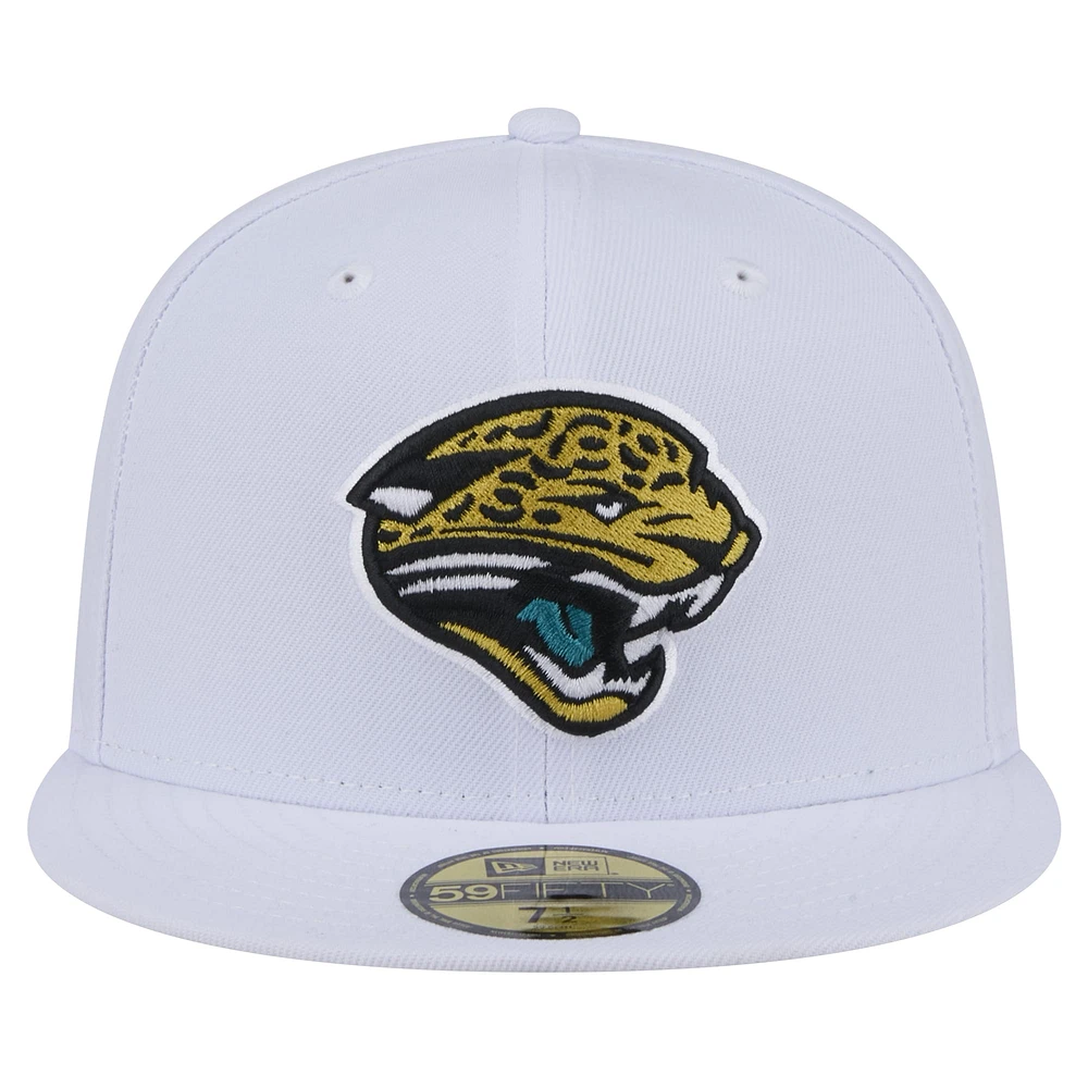 Casquette ajustée Omaha 59FIFTY avec logo rétro des Jacksonville Jaguars New Era pour hommes, blanche