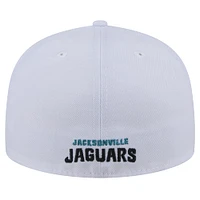 Casquette ajustée Omaha 59FIFTY avec logo rétro des Jacksonville Jaguars New Era pour hommes, blanche