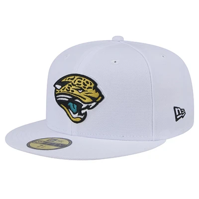 Casquette ajustée Omaha 59FIFTY avec logo rétro des Jacksonville Jaguars New Era pour hommes, blanche