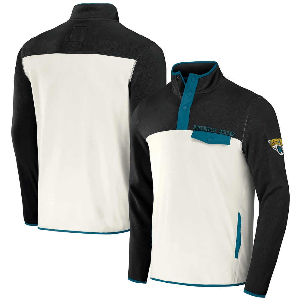 Collection NFL x Darius Rucker pour homme par Fanatics Black/Cream Jacksonville Jaguars Micro Fleece Quarter-Snap Jacket