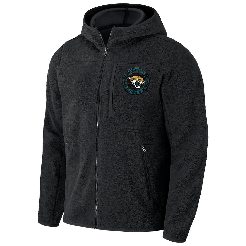 Collection NFL x Darius Rucker pour hommes par Fanatics Sweat à capuche noir entièrement zippé en sherpa des Jacksonville Jaguars