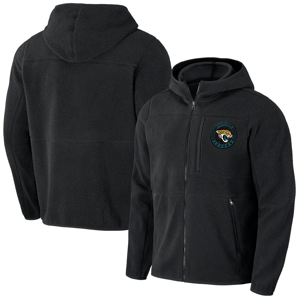 Collection NFL x Darius Rucker pour hommes par Fanatics Sweat à capuche noir entièrement zippé en sherpa des Jacksonville Jaguars