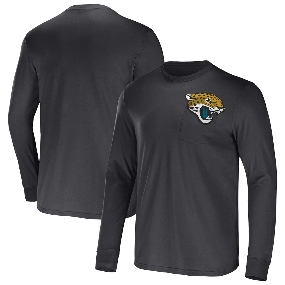 Collection NFL x Darius Rucker pour hommes par Fanatics T-shirt noir à poche et manches longues de l'équipe des Jaguars Jacksonville