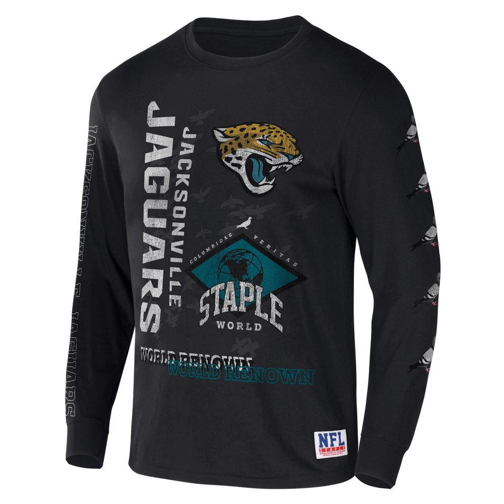 Men's NFL x Staple Black Jacksonville Jaguars World Renowned Long Sleeve T-Shirt