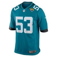 Maillot de match Nike Anthony Pittman Teal Jacksonville Jaguars pour homme