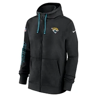 Men's Nike Black Jacksonville Jaguars 2024 Sideline Club Full-Zip Hoodie