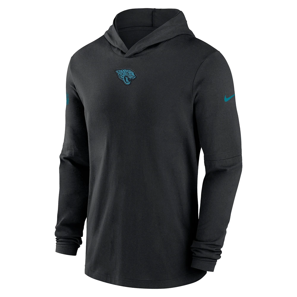 T-shirt à capuche manches longues Nike Jacksonville Jaguars Sideline Performance pour homme, noir