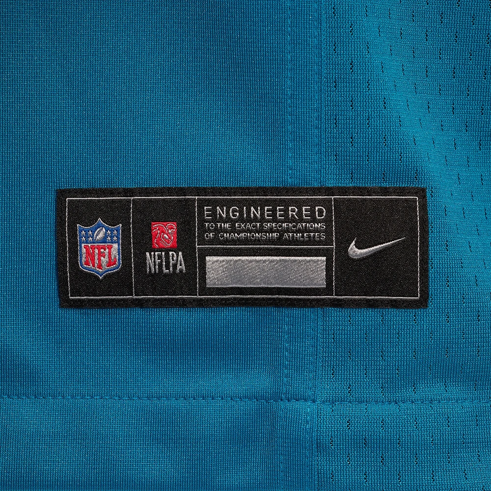 Maillot Nike Brandon Scherff pour homme, bleu sarcelle, joueur de jeu des Jacksonville Jaguars