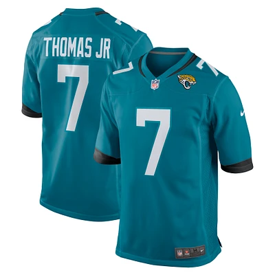 Maillot de jeu joueur Nike Brian Thomas Jr Teal Jacksonville Jaguars pour homme