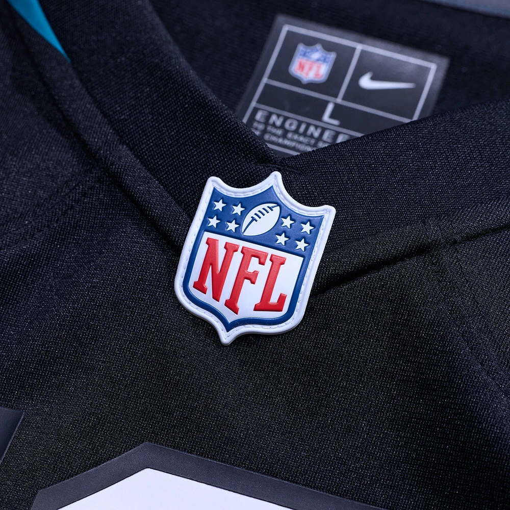 Maillot de match joueur retraité alternatif des Jacksonville Jaguars Nike Byron Leftwich noir pour homme