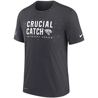 T-shirt Nike Charcoal Jacksonville Jaguars NFL Crucial Catch Performance pour homme