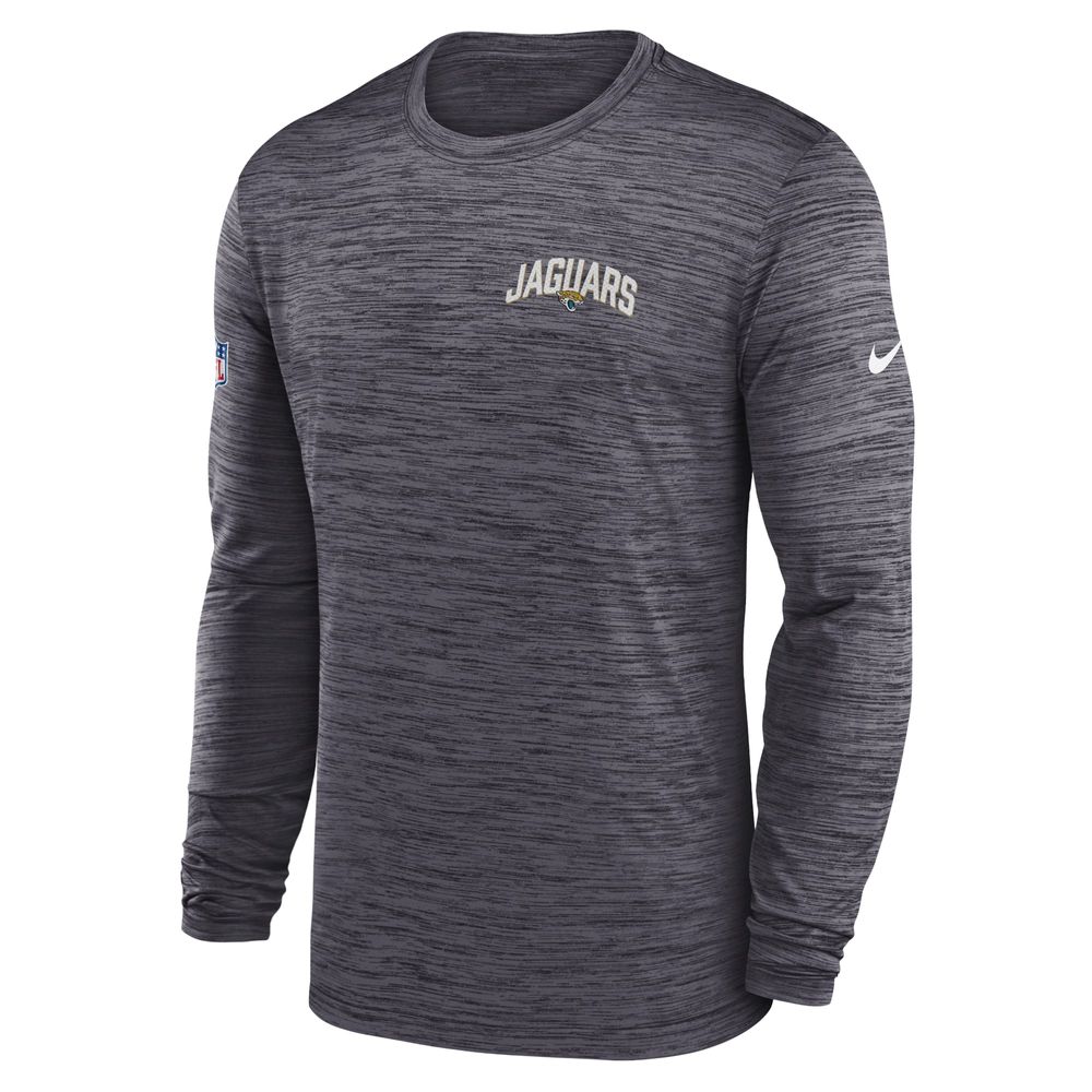 Men's Nike Charcoal Jacksonville Jaguars Sideline Velocity Athletic Stack Performance Long Sleeve T-Shirt