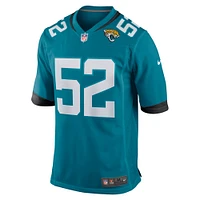 Maillot de match Nike DaVon Hamilton pour hommes, sarcelle, Jacksonville Jaguars