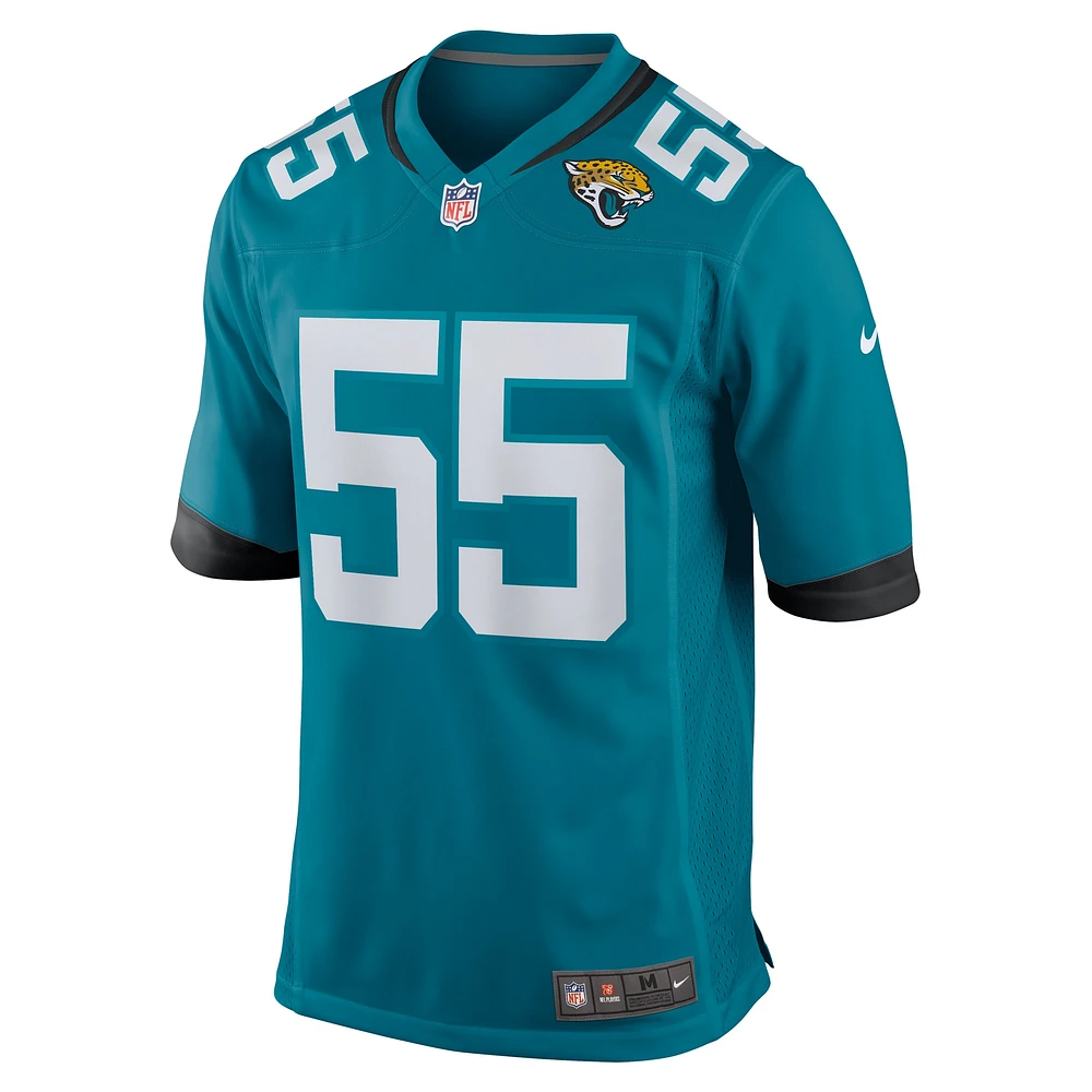 Maillot de match Nike Dequan Jackson pour hommes, sarcelle, Jacksonville Jaguars