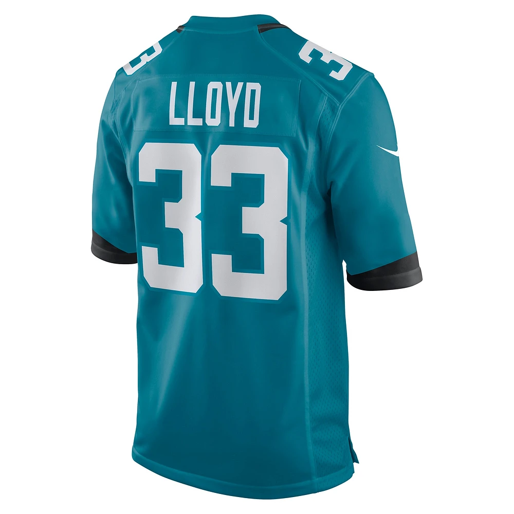 Maillot de match joueur Nike Devin Lloyd des Jacksonville Jaguars pour hommes, bleu sarcelle