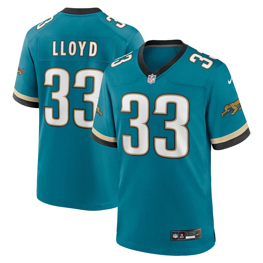 Maillot Nike Devin Lloyd Teal Jacksonville Jaguars Prowler Throwback Player Game pour homme