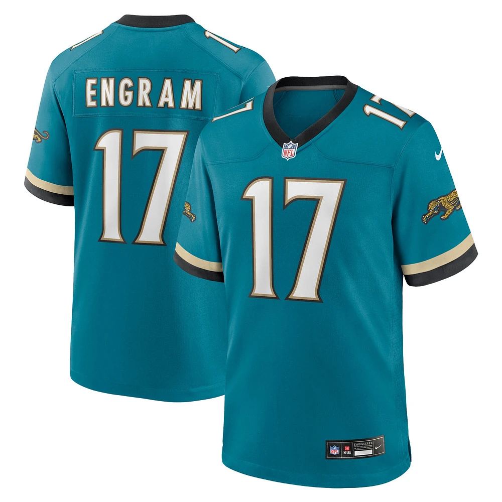 Maillot de jeu Nike Evan Engram pour hommes, sarcelle, Jacksonville Jaguars Prowler Throwback Player Game