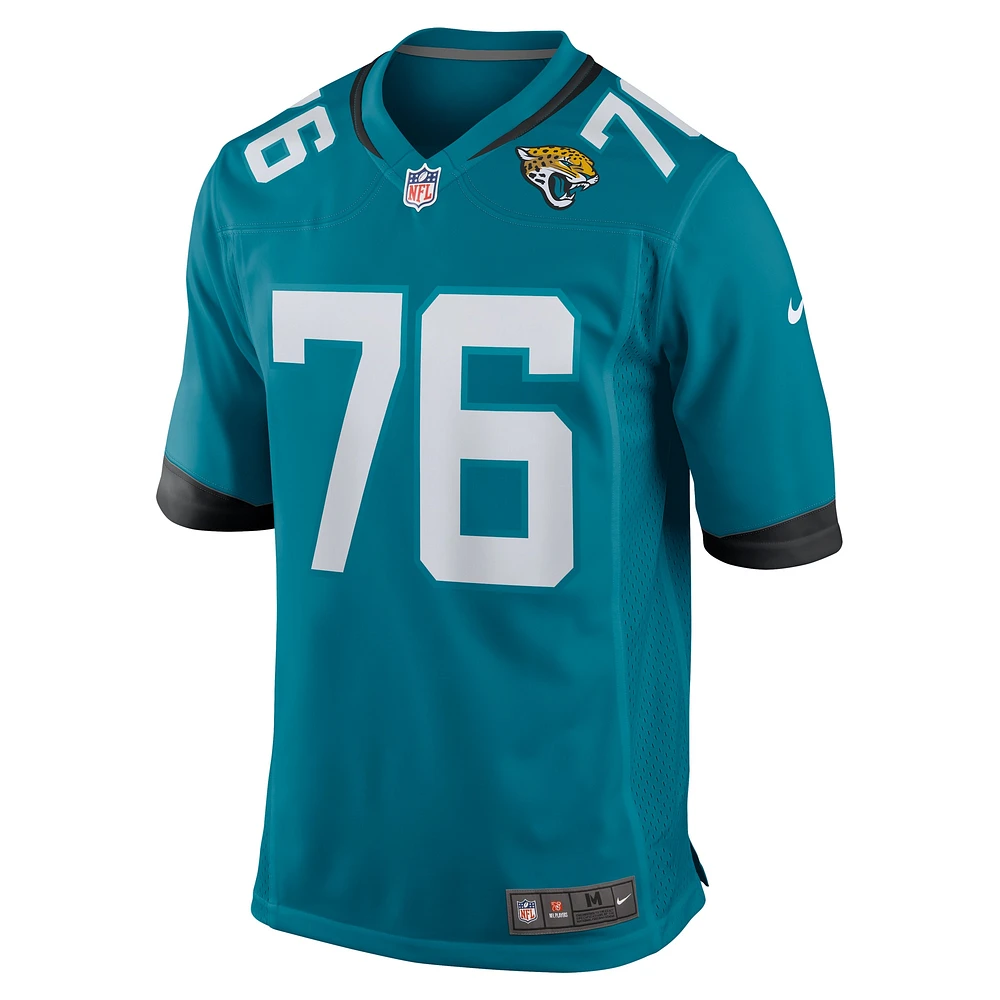 Maillot de match Nike Ezra Cleveland pour hommes, sarcelle, Jacksonville Jaguars