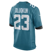 Maillot Nike Foyesade Oluokun pour homme, bleu sarcelle, joueur de jeu des Jacksonville Jaguars