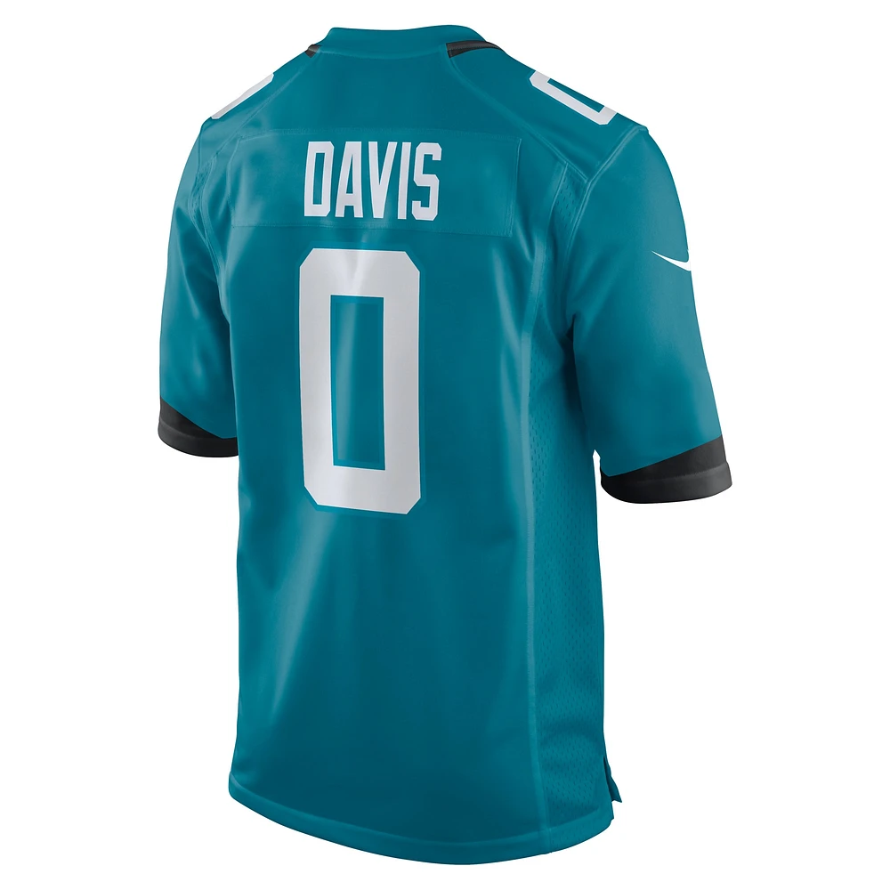 Maillot Nike Gabe Davis pour homme, bleu sarcelle, joueur de jeu d'équipe des Jaguars Jacksonville