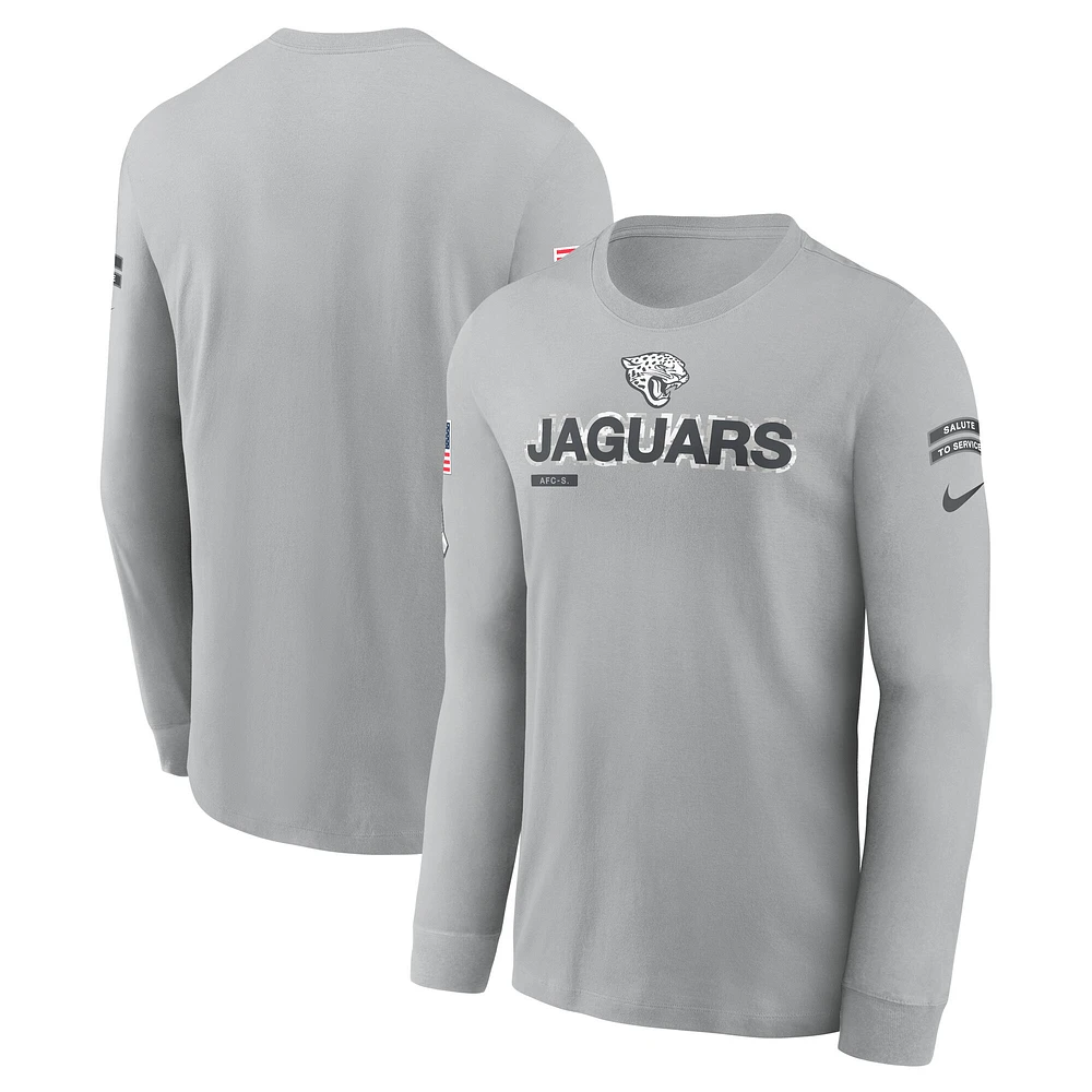 Men's Nike Gray Jacksonville Jaguars 2024 Salute To Service Long Sleeve T-Shirt