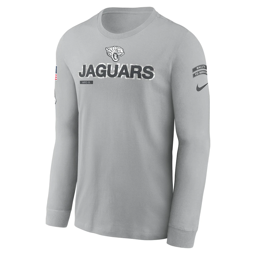 T-shirt à manches longues Nike Jacksonville Jaguars 2024 Salute To Service pour homme Gris