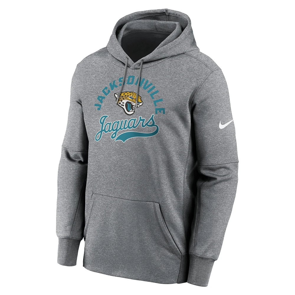 Men's Nike Heather Gray Jacksonville Jaguars Performance Fleece Pullover Hoodie