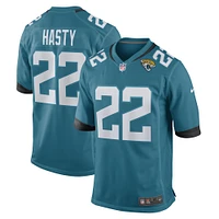 Maillot de joueur jeu Nike Jamycal Hasty Teal des Jacksonville Jaguars pour hommes