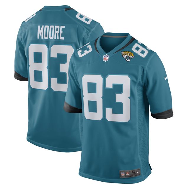 Maillot Nike Jaylon Moore pour homme, bleu sarcelle, joueur de jeu des Jacksonville Jaguars