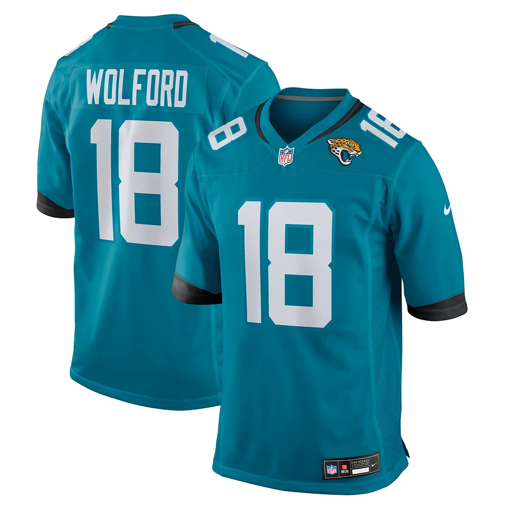 Maillot de match Nike John Wolford Teal Jacksonville Jaguars Team Game pour homme