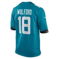 Maillot de match Nike John Wolford Teal Jacksonville Jaguars Team Game pour homme