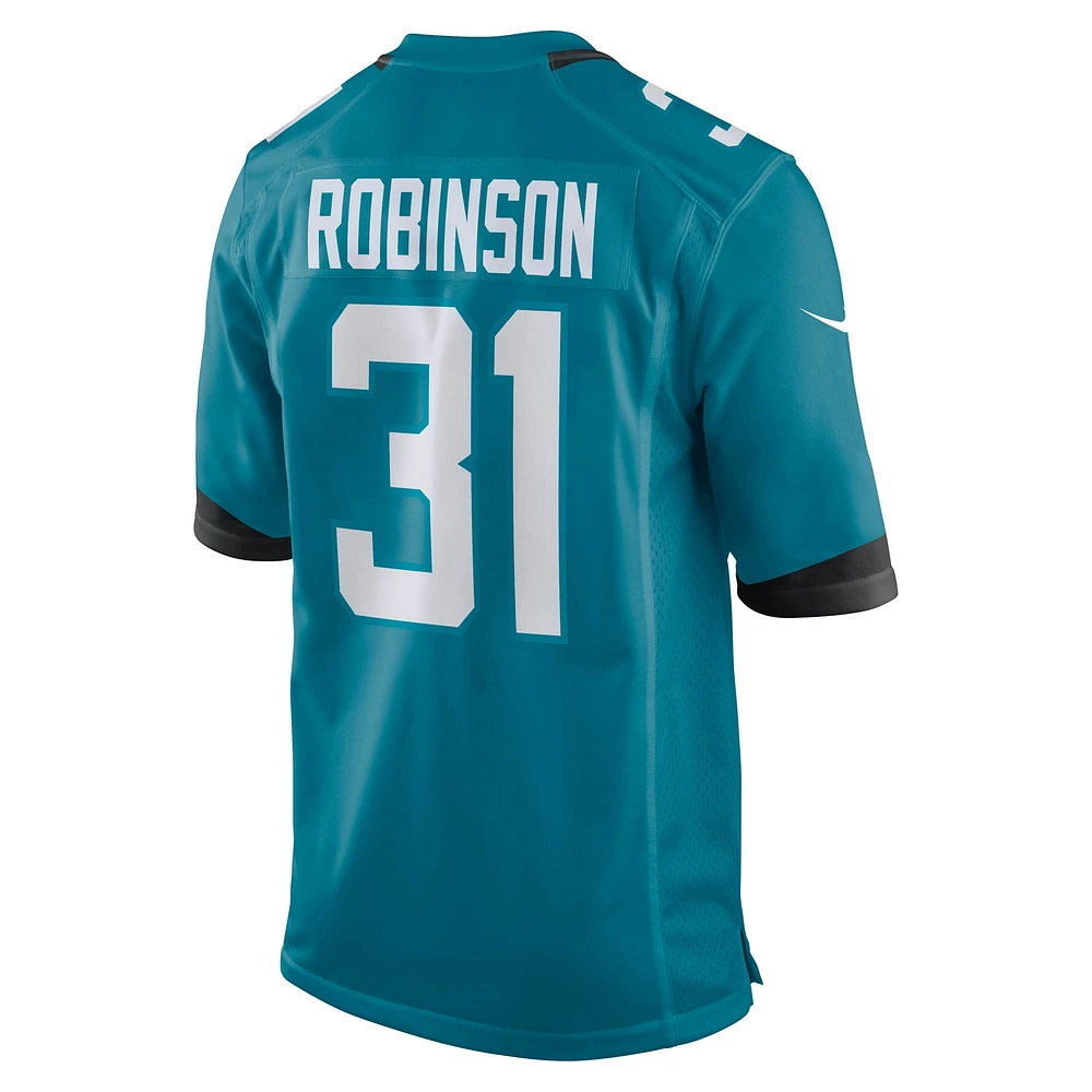 Maillot de match Nike Keilan Robinson Teal Jacksonville Jaguars Team Game pour homme