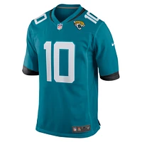 Maillot de match l'équipe Nike Mac Jones des Jacksonville Jaguars pour hommes, bleu sarcelle