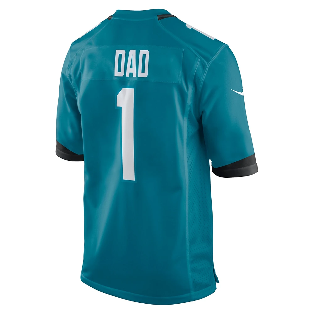 Maillot de match numéro 1 Nike pour hommes, papa, sarcelle, Jacksonville Jaguars