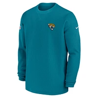 Men's Nike  Teal Jacksonville Jaguars 2023 Sideline Throwback Heavy Brushed Waffle Long Sleeve Top