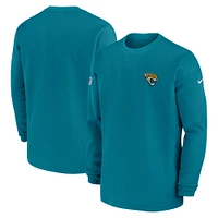 Men's Nike  Teal Jacksonville Jaguars 2023 Sideline Throwback Heavy Brushed Waffle Long Sleeve Top