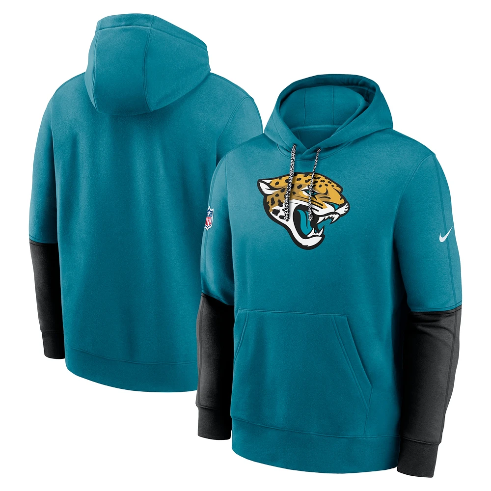 Men's Nike Teal Jacksonville Jaguars 2024 Sideline Club Pullover Hoodie